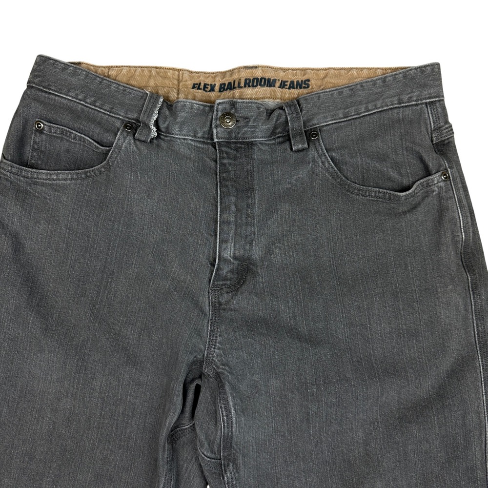 Duluth Trading Co Flex Ballroom Jeans Gray Relaxed Fit Straight Leg Mens 34x30